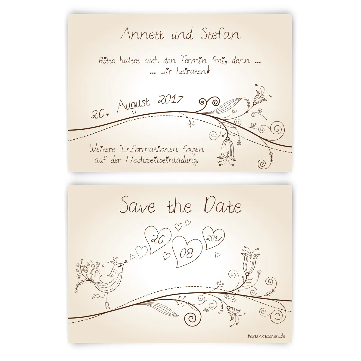 Save the Date Karten zur Hochzeit - Liebesbaum