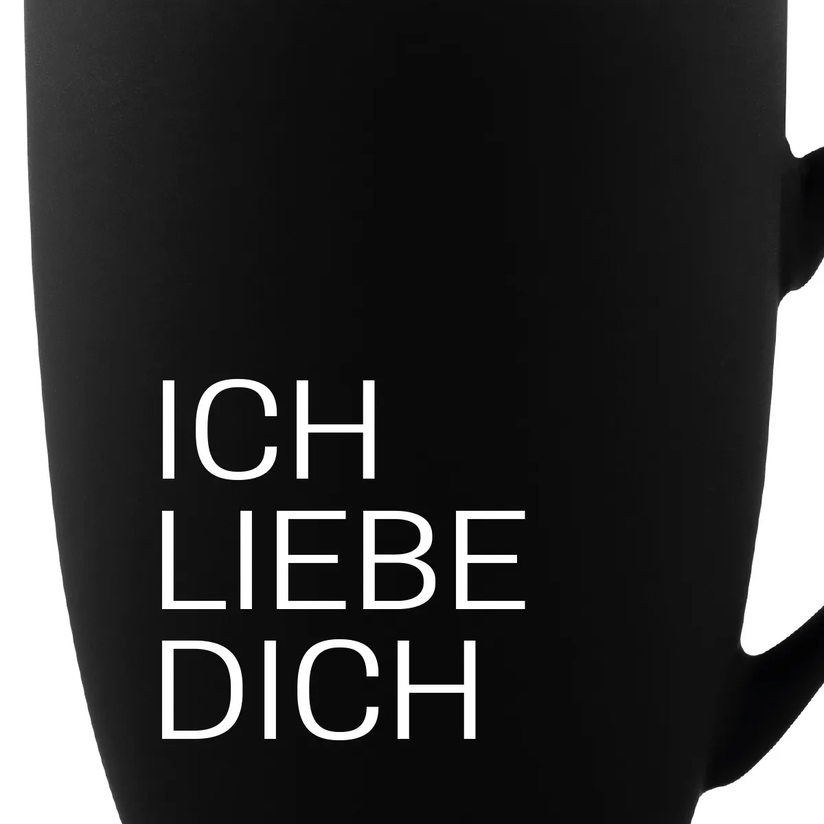 Tasse 300 ml Keramik gummiert Schwarz - Ich Liebe Dich Schlicht