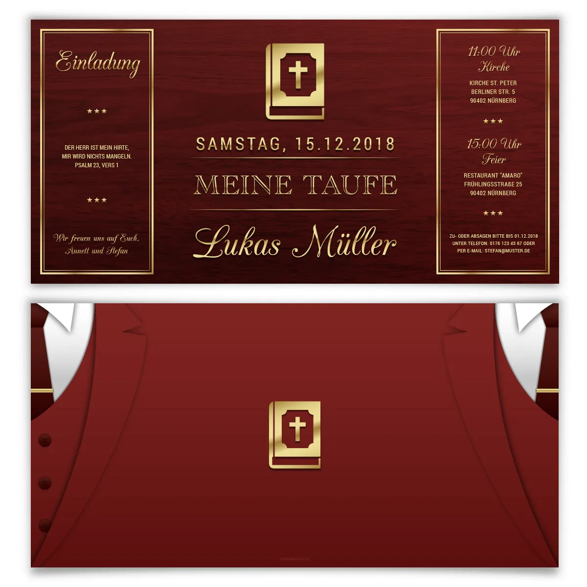 Taufkarten Einladung - Altarfalz Anzug