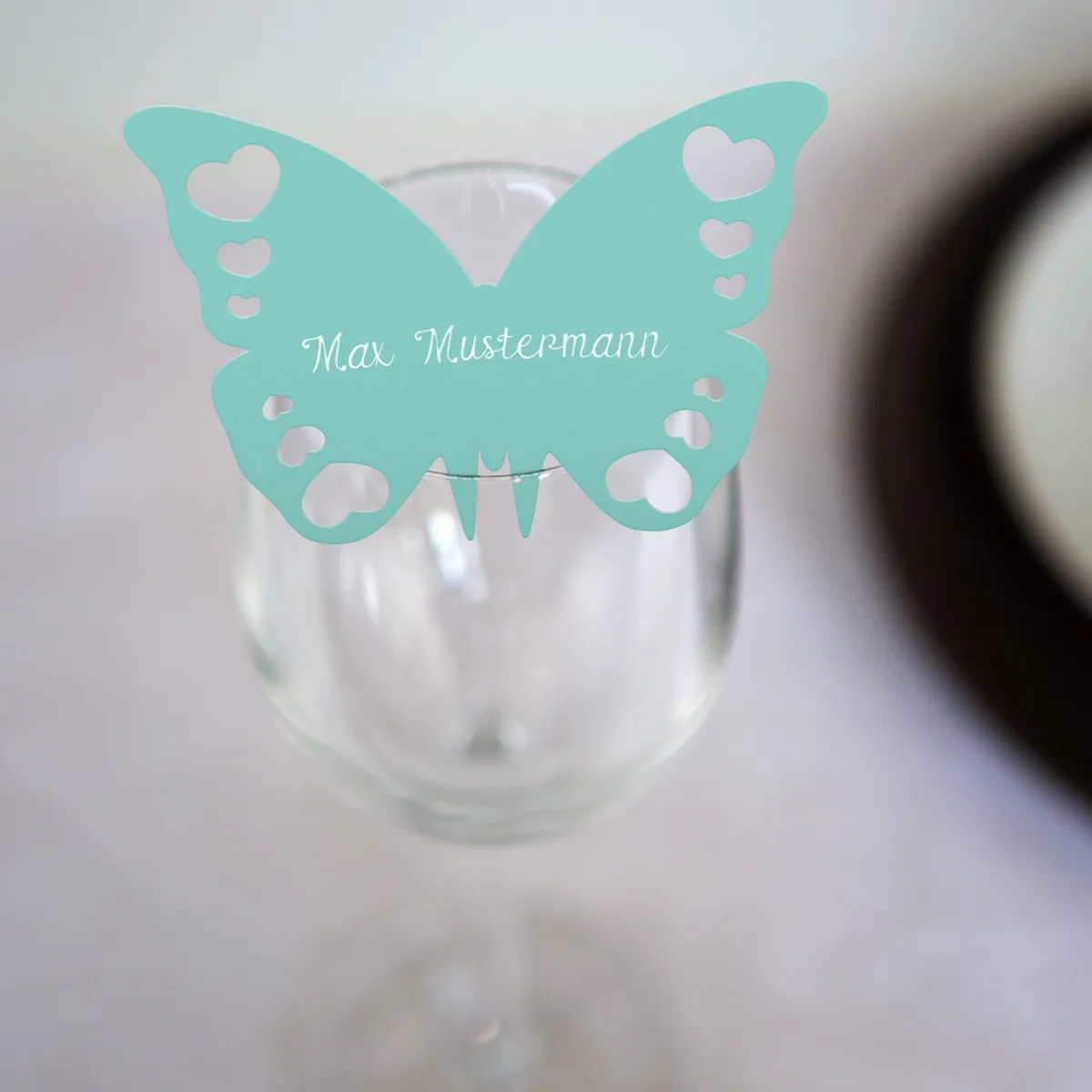 Tischkarten zur Hochzeit als Schmetterling - Mintgrün