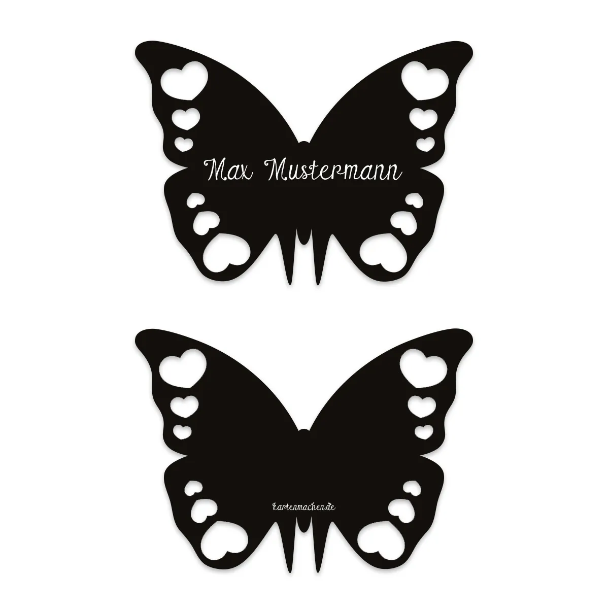 Tischkarten zur Hochzeit als Schmetterling - Schwarz