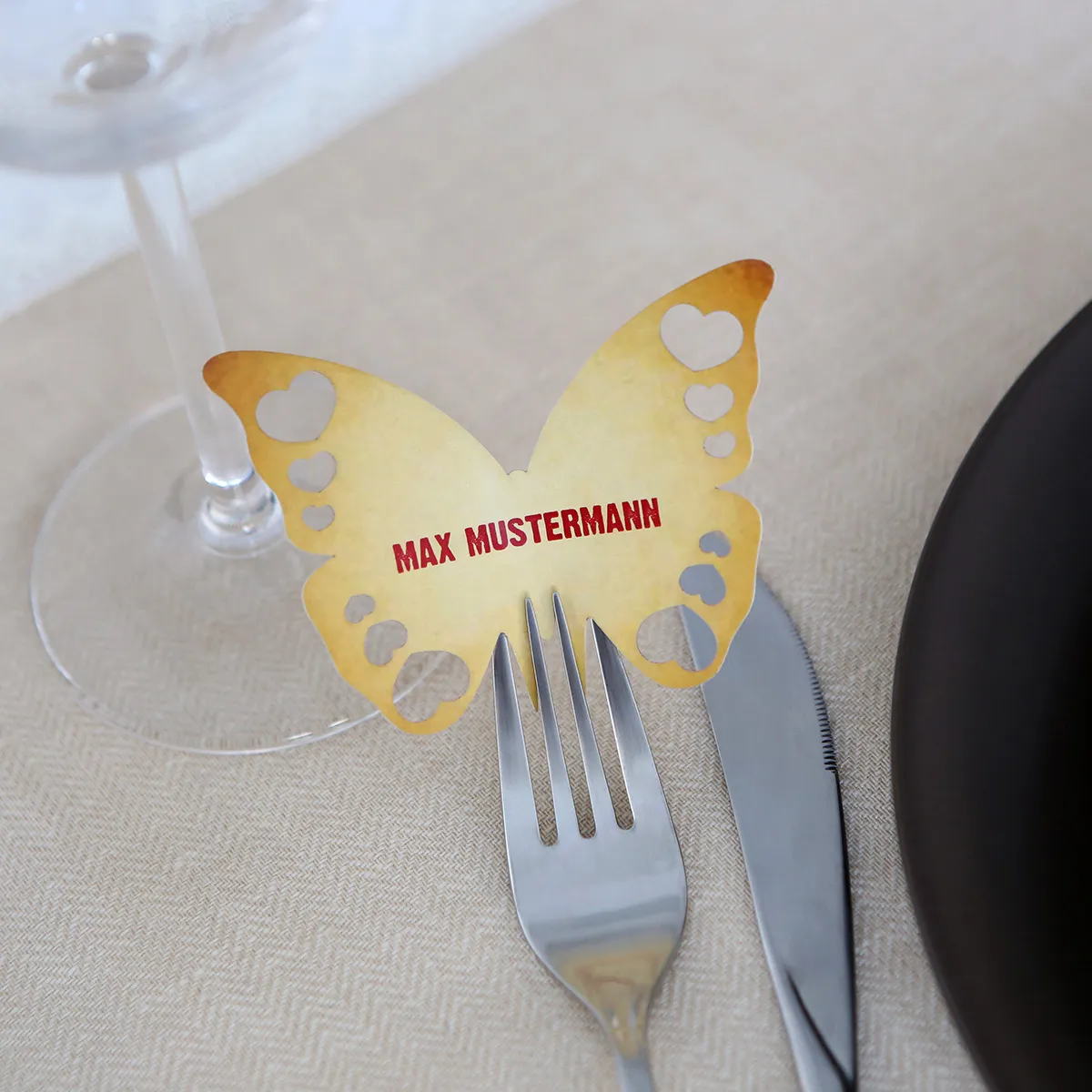 Tischkarten zur Hochzeit als Schmetterling - Vintage