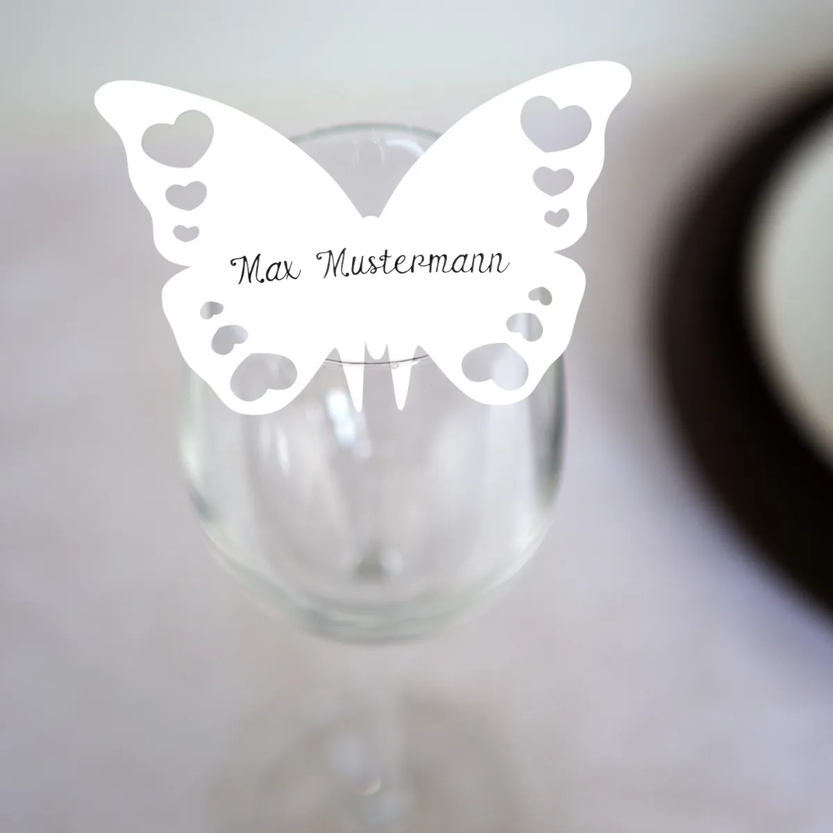 Tischkarten zur Hochzeit als Schmetterling - Weiß