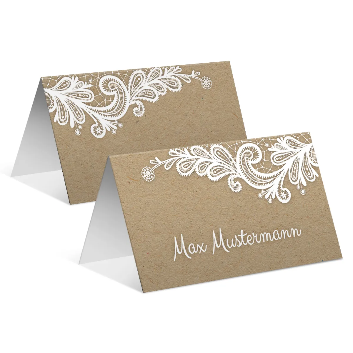 Tischkarten zur Hochzeit - Rustikal Kraftpapier