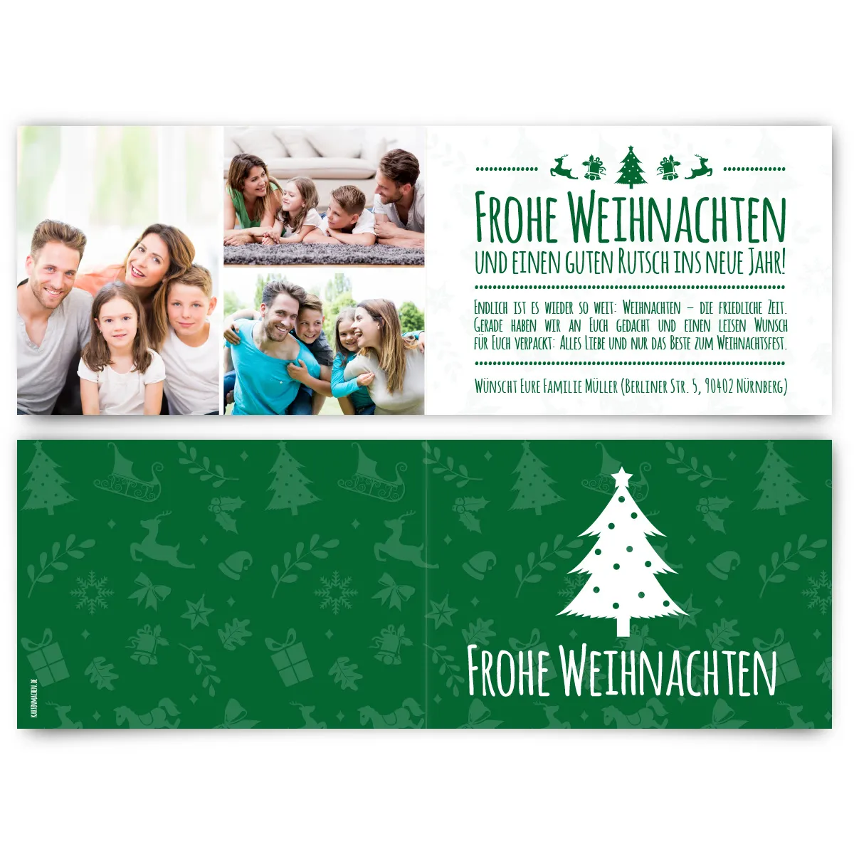 Weihnachtskarten - Fotoklappkarte Weihnachtsbaum in Grün