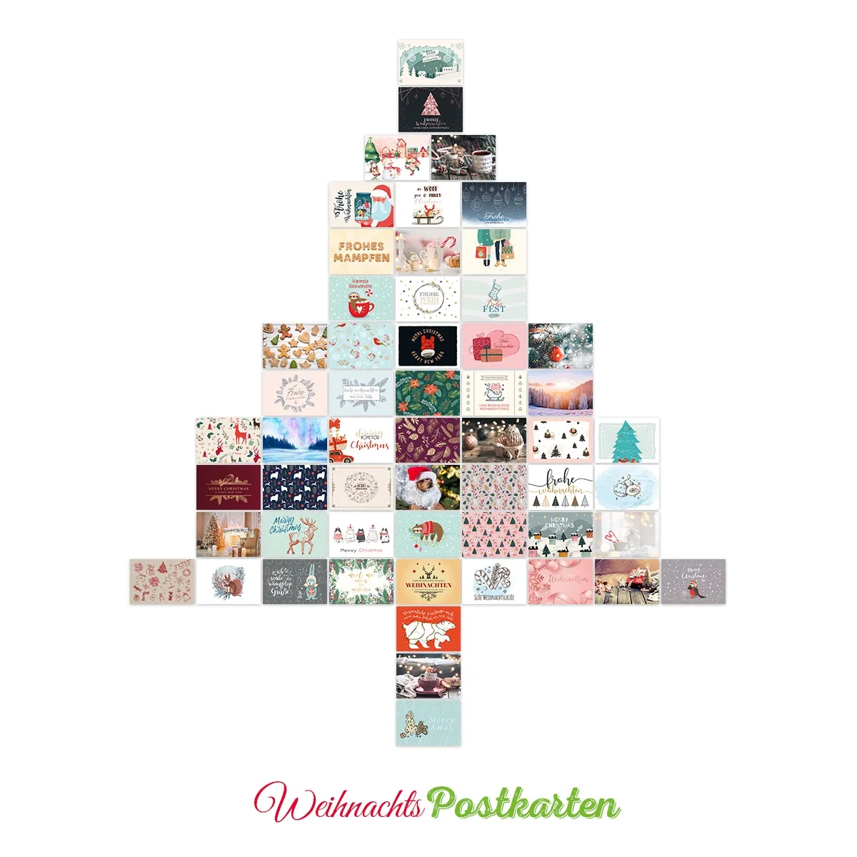 Weihnachtskarten Postkarten 56 Stück - Motiv-Set 3