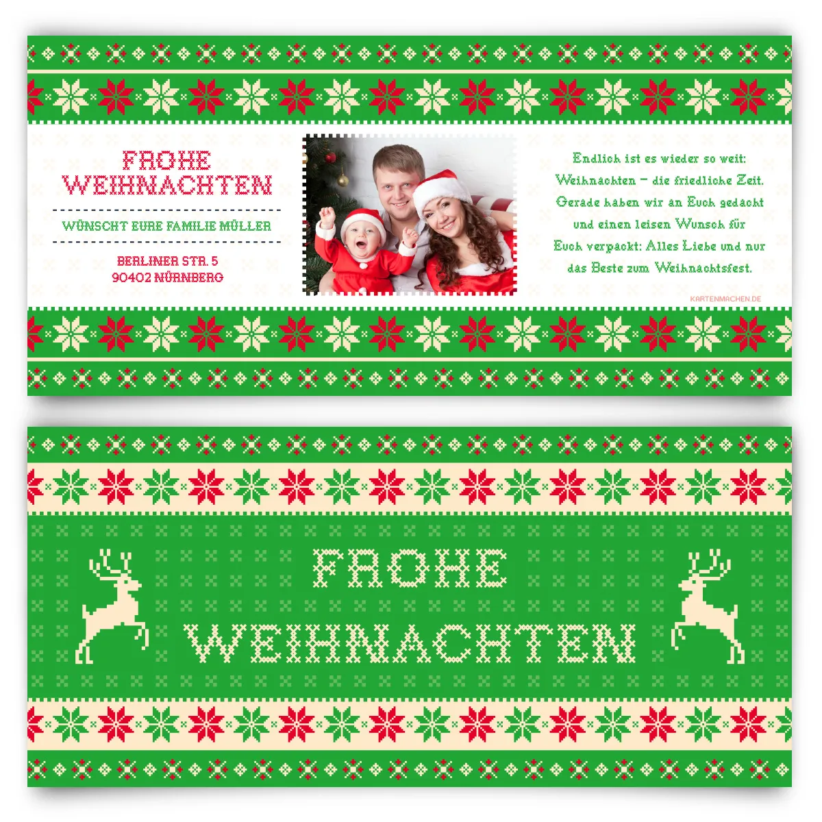 Weihnachtskarten - Weihnachtspullover in Grün
