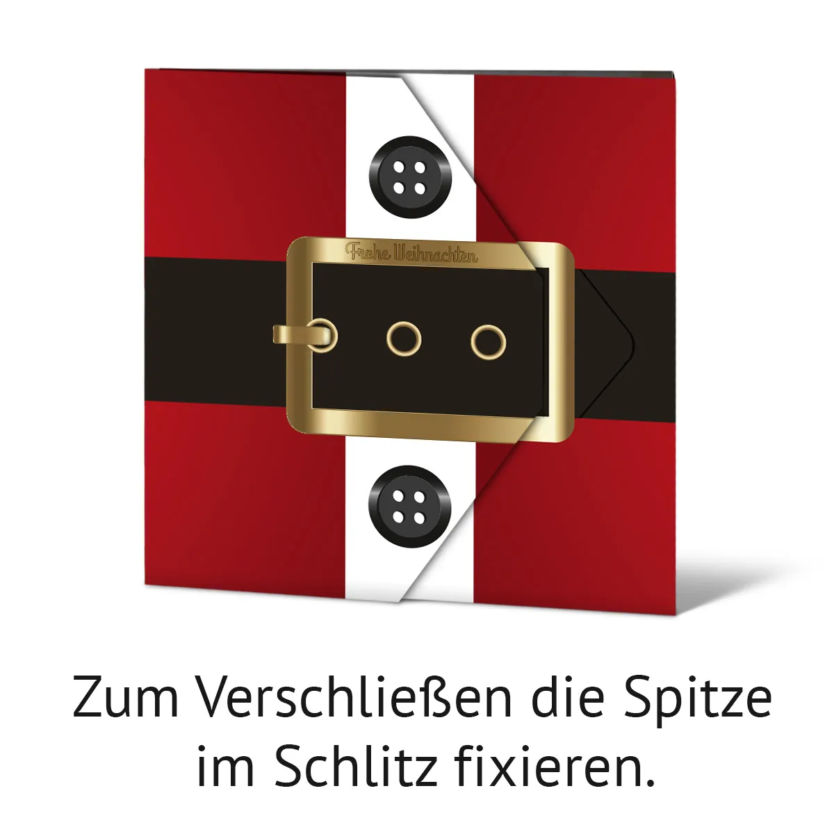 Witzige Private Weihnachtskarten Lasergeschnitten - Weihnachtsmann Wickelfalz