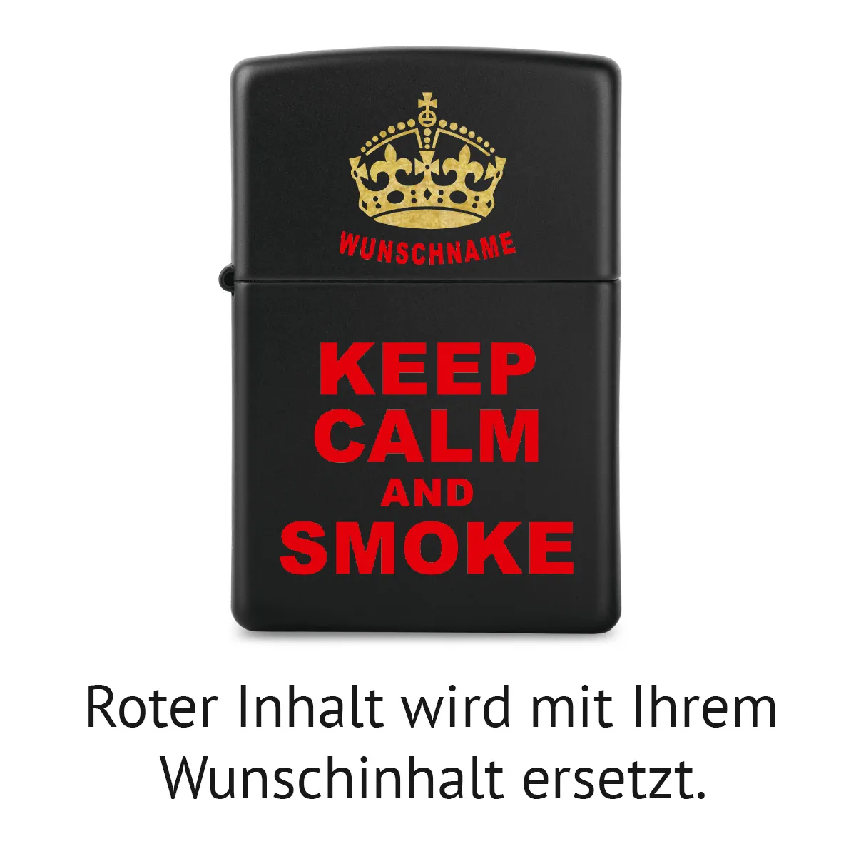 Zippo Sturmfeuerzeug Mattschwarz - Keep Calm
