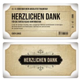 Konfirmation Dankeskarten - Vintage Eintrittskarten in Weiß