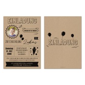 Einschulung Einladungskarten - Kraftpapier Look