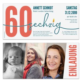 Einladungen runder Geburtstag 60 Jahre - Foto Zeitstrahl