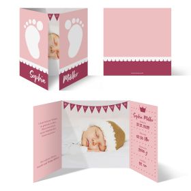 Geburtskarten - Fußabdrücke in Rosa