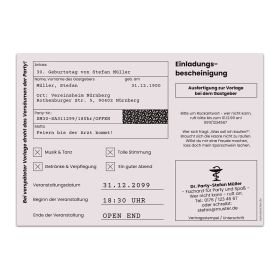 Einladungskarte als Krankschreibung - Lila