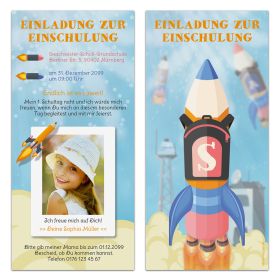 Einladungskarten zur Einschulung - Raketenstart
