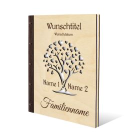 Personalisiertes Stammbuch Birkensperrholz DIN A4 - Herzbaum