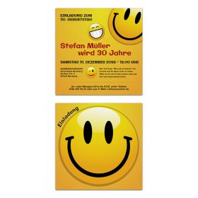Einladungskarten zum Geburtstag - Smiley