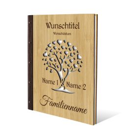 Personalisiertes Stammbuch Bambus DIN A4 - Herzbaum
