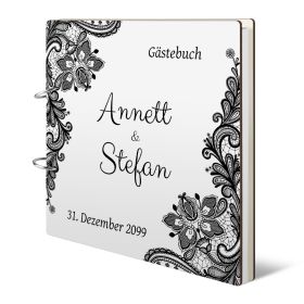 Personalisiertes Hochzeit Gästebuch - Rustikal Schwarz Weiß