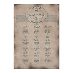 Hochzeit Sitzplan Plakat - Schatzkarte als Flaschenpost Look